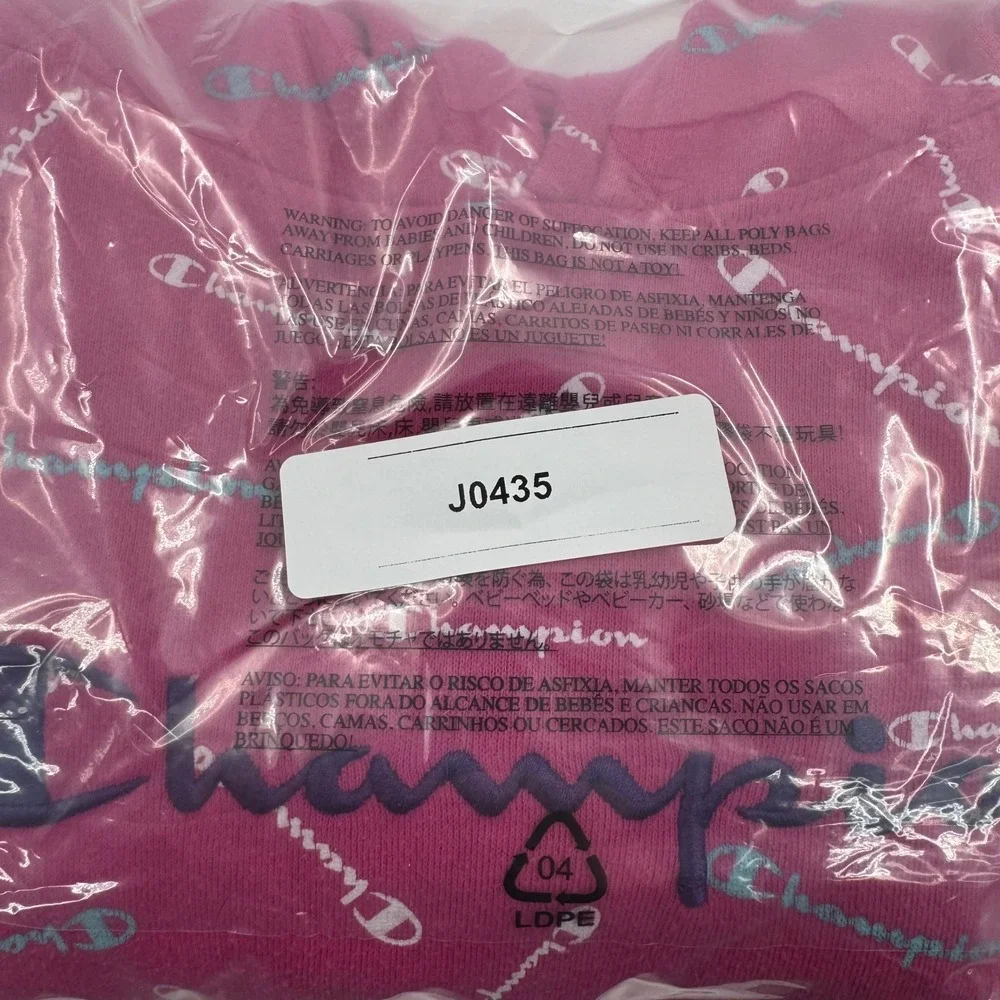 Champion All Over Logo Hoodie Pink Authentic Athleticwear‎ Girls XL